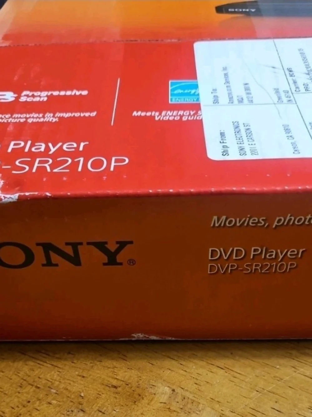 Sony Black DVD Player DVP-SR210P with Orange Retail Box